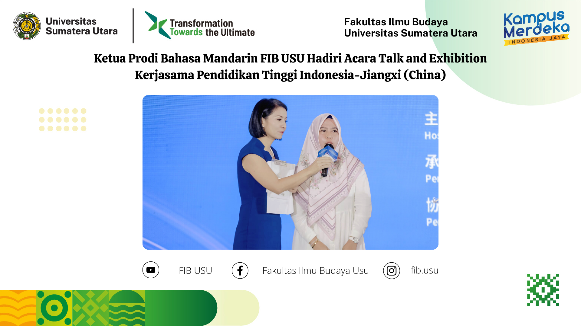 Ketua Prodi Bahasa Mandarin FIB USU Hadiri Acara Talk and Exhibition Kerjasama Pendidikan Tinggi Indonesia-Jiangxi (China)